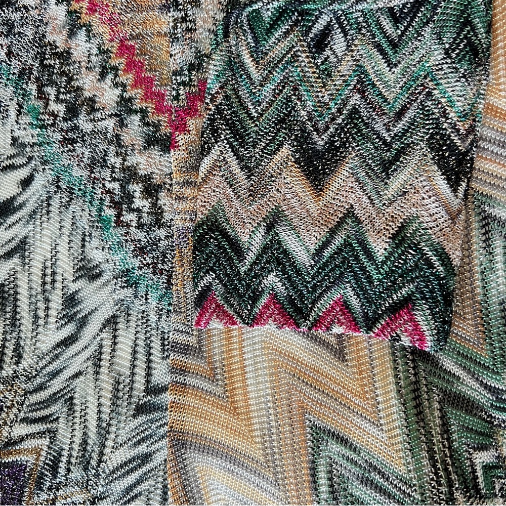 Missoni Multicolor Zig Zag Chevron Metallic Knitted V-Neck Midi Bodycon Dress 4 - Picture 5 of 16